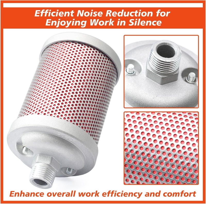 Mhrxusd M05 Air Compressor Muffler 1/2 inch NPT Male Single Chamber 145 PSI Compatible with Compressed Equipment and Systems and Dryer Replacing Parts - Image 3